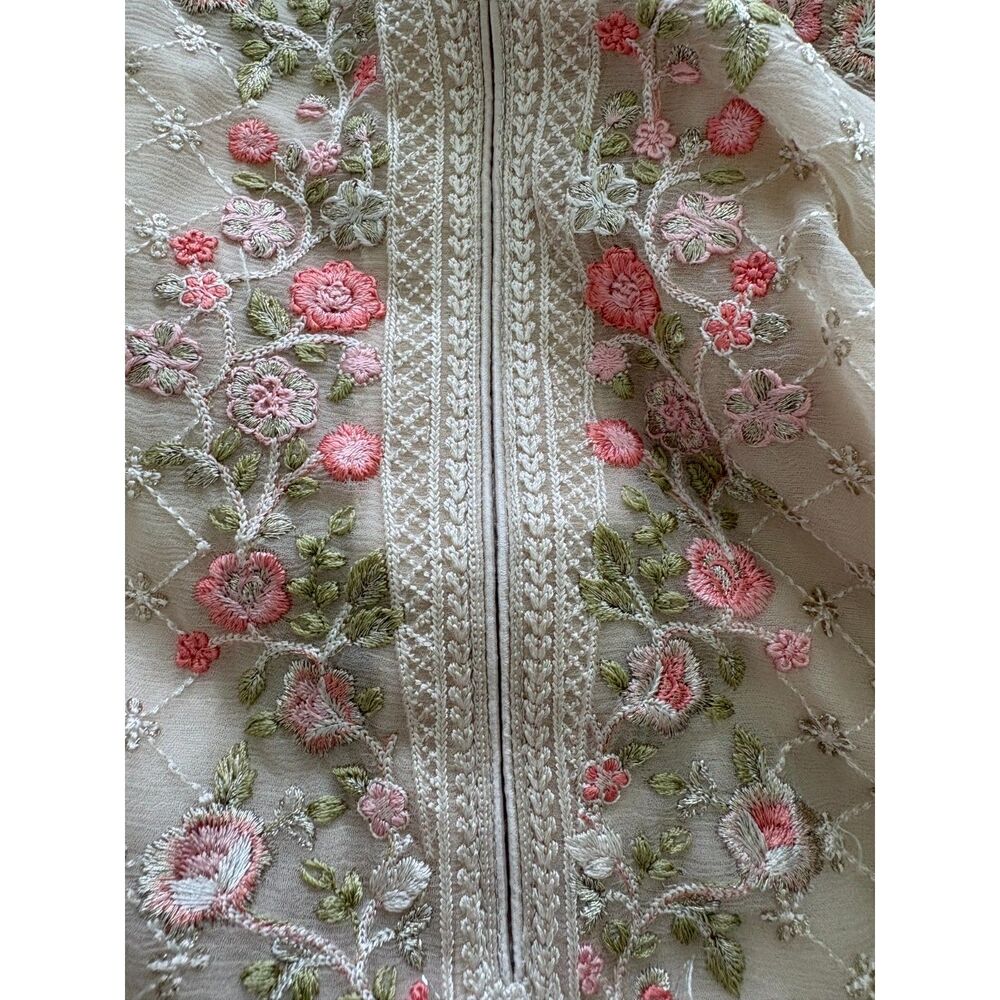 Roop Sari Palace Pakistani Embroidered Kurta Tunic Size S Blush Fully Lined - Picture 2 of 12